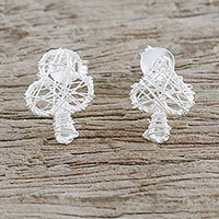 Sterling silver drop earrings, 'Game of Cards' - Sterling Silver Card Game Drop Earrings from Thailand