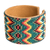 Beaded cuff bracelet, 'Geometric Diversity' - Beaded Leather and Suede Cuff Bracelet Handmade in Guatemala