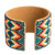 Beaded cuff bracelet, 'Geometric Diversity' - Beaded Leather and Suede Cuff Bracelet Handmade in Guatemala