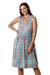 Viscose sundress, 'Meena Bazaar in Teal' - Sleeveless Print Viscose Sundress