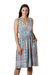 Viscose sundress, 'Meena Bazaar in Teal' - Sleeveless Print Viscose Sundress