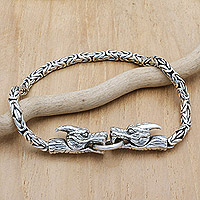 Sterling silver pendant bracelet, Double Dragon