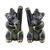 Wood figurines, 'Waving Cats' (pair) - Lacquerware Wood Cat Figurines from Thailand (Pair)