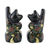 Wood figurines, 'Waving Cats' (pair) - Lacquerware Wood Cat Figurines from Thailand (Pair)