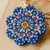 Lacquered papier mache magnet, 'Blue Flower' - Lacquered Hand-Painted Papier Mache Blue Flower Magnet