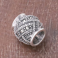 Sterling silver bracelet bead, 'Glamorous Weave' - Weave Pattern Sterling Silver Bracelet Bead from Thailand