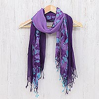 Cotton scarves, 'Sky of Love' (pair) - Pair of Cotton Scarves in Shades of Blue