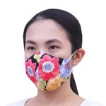 Cotton face masks, 'Blooming in Reds' (set of 3) - Set of 3 Cotton Triple Layer Reusable Face Masks