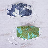 Cotton face masks, Grey Autumn (pair)