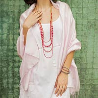 Rayon and silk blend shawl, Elegance in Pink