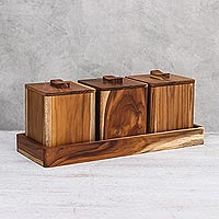 Teak wood decorative boxes, Teak Treasure (set of 3)