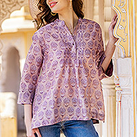 Cotton and silk tunic, Lilac Garden