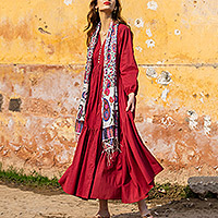 Cotton maxi dress, Saving Grace in Pomegranate