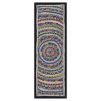 Madhubani painting, 'Fish Mandala' - Colorful Fish Mandala-Themed Madhubani Painting from India