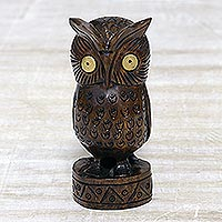 Wood statuette, Vigilant Owl