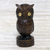 Wood statuette, 'Vigilant Owl' - Antiqued Wood Bird Statuette Carved by Hand in India