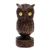 Wood statuette, 'Vigilant Owl' - Antiqued Wood Bird Statuette Carved by Hand in India