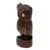 Wood statuette, 'Vigilant Owl' - Antiqued Wood Bird Statuette Carved by Hand in India