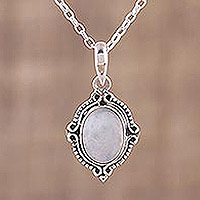 Rainbow moonstone pendant necklace, 'Divine Allure' - Rainbow Moonstone and Sterling Silver Pendant Necklace