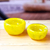 Handblown glass bowls, 'Flavors in Summer' (set of 2) - Handblown Patterned Yellow Recycled Glass Bowls (Set of 2)