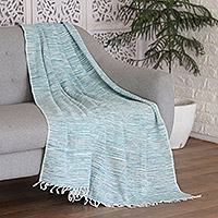 Cotton throw blanket, Aqua Heaven