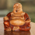 Wood sculpture, 'Buddha Laughs' - Acacia Wood Joyful Buddha Sculpture Carved by Hand in Bali