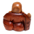 Wood sculpture, 'Buddha Laughs' - Acacia Wood Joyful Buddha Sculpture Carved by Hand in Bali