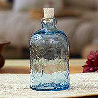 Blown glass bottle, Azure Currents