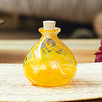 Handblown recycled glass jar, Orange Potion