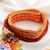 Embroidered cotton belt, 'Tangerine Tassels' - Rayon Embroidered Orange and Red Cotton Belt with Tassels