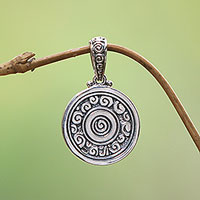 Sterling silver pendant, 'Borobudur Muse' - Fair Trade Sterling Silver Pendant