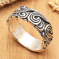 Sterling silver band ring, Enchanting Swirls