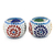 Glass mosaic tealight holders, 'Ambient Flowers' (pair) - Hand Crafted Glass Mosaic Tealight Holders (Pair)