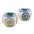 Glass mosaic tealight holders, 'Ambient Flowers' (pair) - Hand Crafted Glass Mosaic Tealight Holders (Pair)