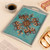 Reverse-painted glass tray, 'Enchanting Flowers in Teal' - Floral Reverse-Painted Glass Tray from Peru (image 2) thumbail