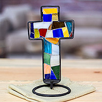 Stained glass candleholder, 'Color of Light' - Stained glass candleholder