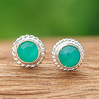 Chalcedony stud earrings, Balance Elements