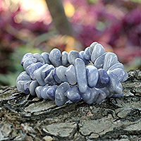 Blue quartz beaded bracelets, 'Wonders' (pair) - Handmade Jewelry Stretch Quartz Bracelets (Pair)