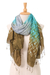 Batik rayon and silk blend scarf, 'Spring Fusion' - Tie-Dyed Green Blue Grey Batik Rayon and Silk Blend Scarf