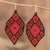 Glass beaded dangle earrings, 'Rhombus Trend in Red' - Geometric Beaded Dangle Earrings in Red and Black Hues