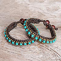 Calcite wristband bracelets, Tribal Chic (pair)