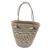 Rattan tote, 'Intricate Black and Cream' - Handwoven Geometric Black & Cream Rattan Open Top Tote