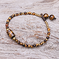 Tigers eye beaded pendant bracelet, Boho Thai