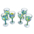 Handblown wine glasses, 'Tropical Confetti' (set of 6) - Colorful Recycled Wine Glasses from Mexico (Set of 6)