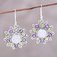 Multi-gemstone dangle earrings, Goddess Blooms