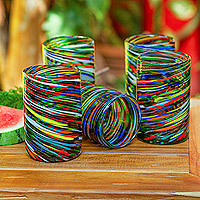 Handblown glass tumblers, Hypnotic (set of 6)