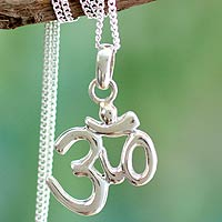 Sterling silver pendant necklace, Light of Om