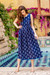 Cotton A-line dress, 'Midnight Duchess' - Patterned Blue and Midnight Cotton A-Line Dress