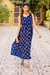 Cotton A-line dress, 'Midnight Duchess' - Patterned Blue and Midnight Cotton A-Line Dress