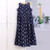 Cotton A-line dress, 'Midnight Duchess' - Patterned Blue and Midnight Cotton A-Line Dress